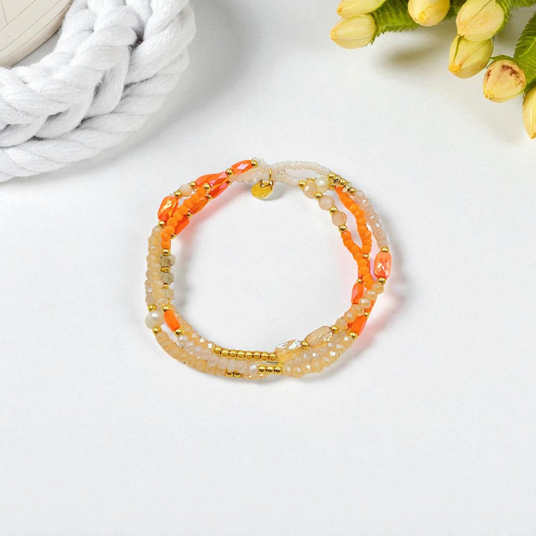 Armband "Sommerglanz" – 3-reihiges Design (Orange)