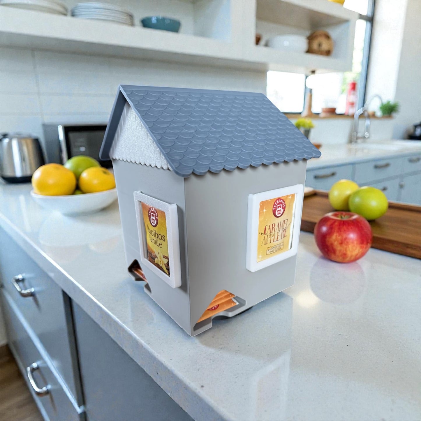 Teehaus „Dreh & Genieße“ – drehbarer Teebeutel‑Organizer (3D‑Druck, modular)