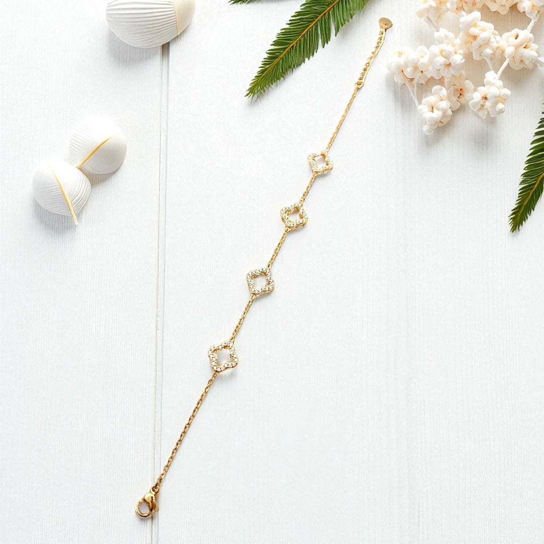 Armband/Halskette Set "Luna Clover"(Gold)