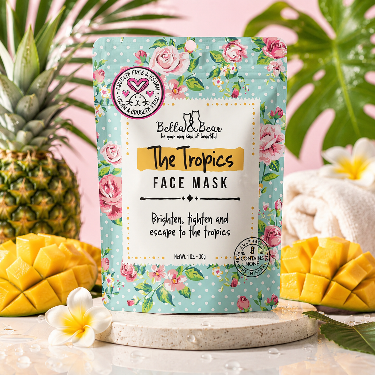 Bella & Bear „The Tropics“ Gesichtsmaske – Mini Size (30 g)