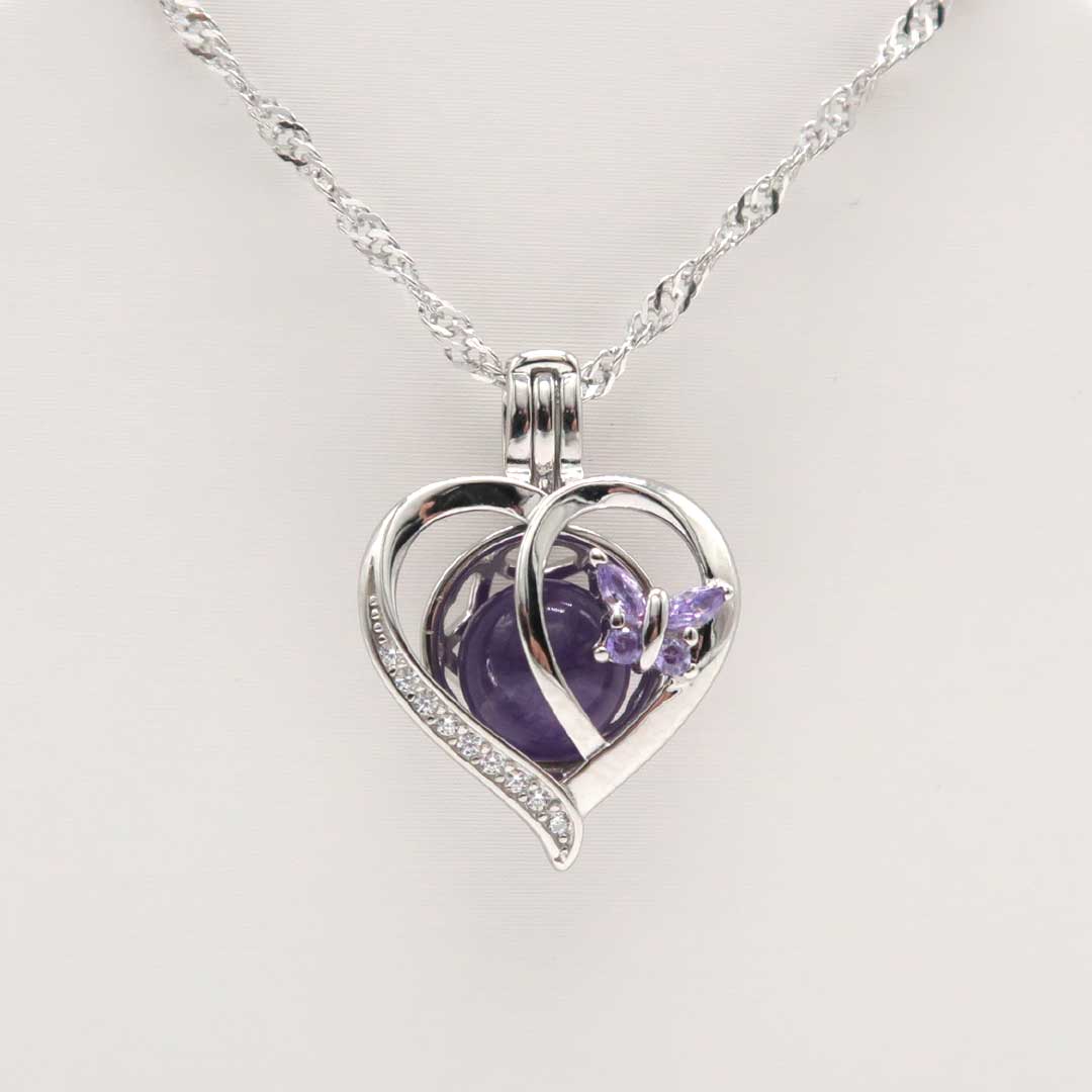 Butterfly Heart Cage Halskette (ohne Perle)
