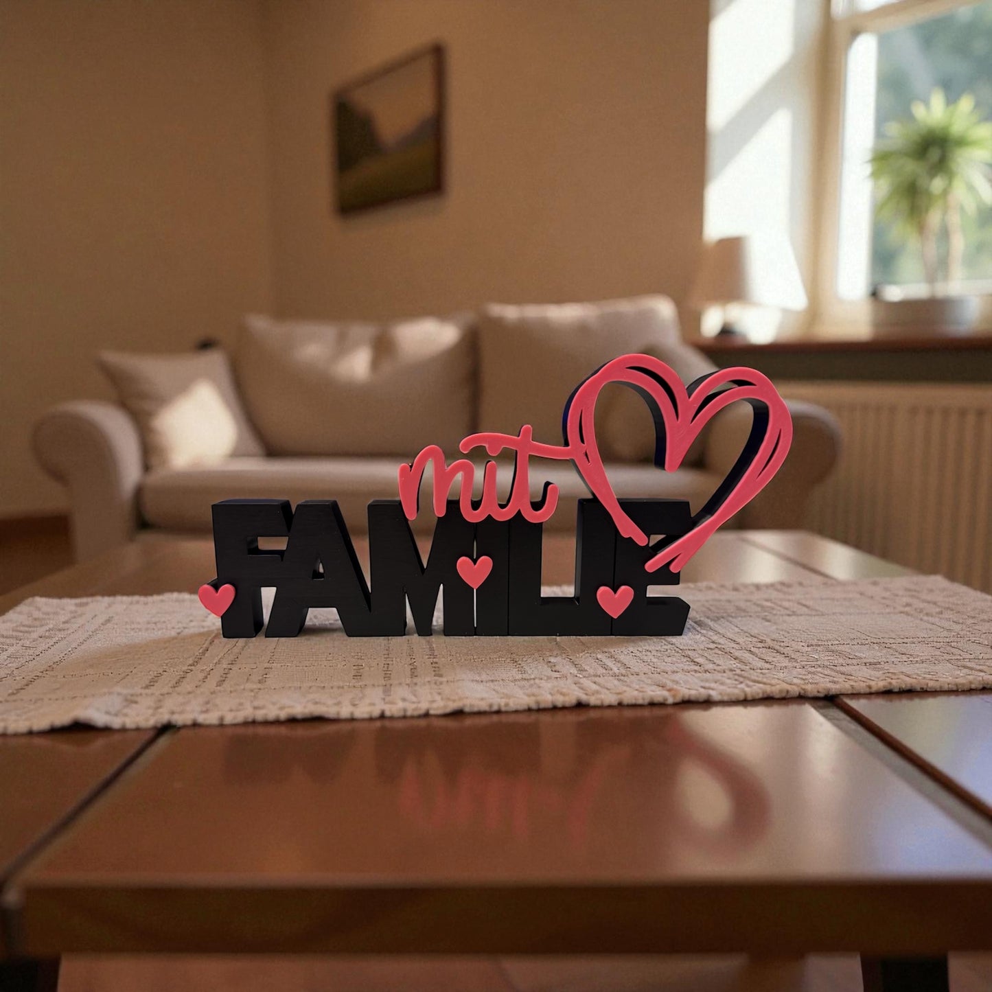 „Familie mit Herz“ – 3D-Druck Deko-Aufsteller