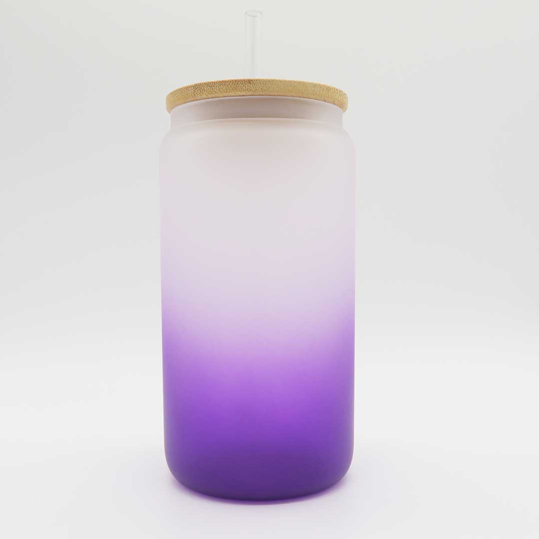 Mattes Farbverlauf-Trinkglas 450 ml – stilvoll & personalisierbar (lila)