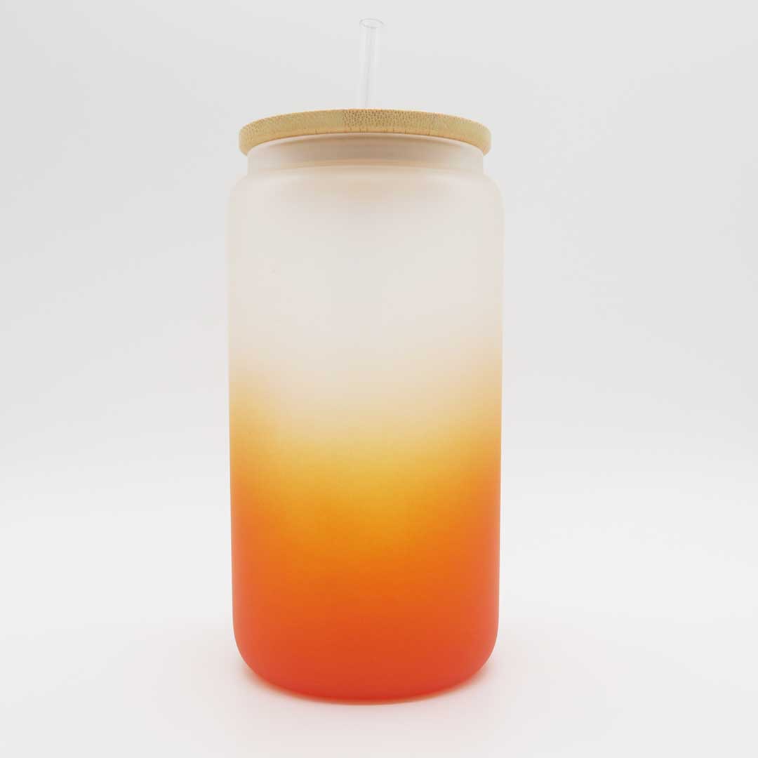 Mattes Farbverlauf-Trinkglas 450 ml – stilvoll & personalisierbar (orange)