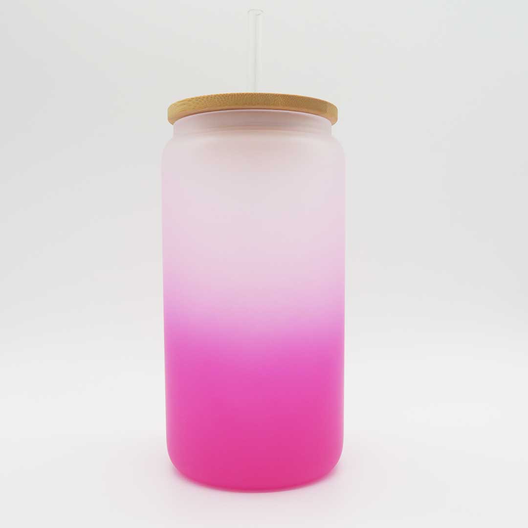 Mattes Farbverlauf-Trinkglas 450 ml – stilvoll & personalisierbar (pink)