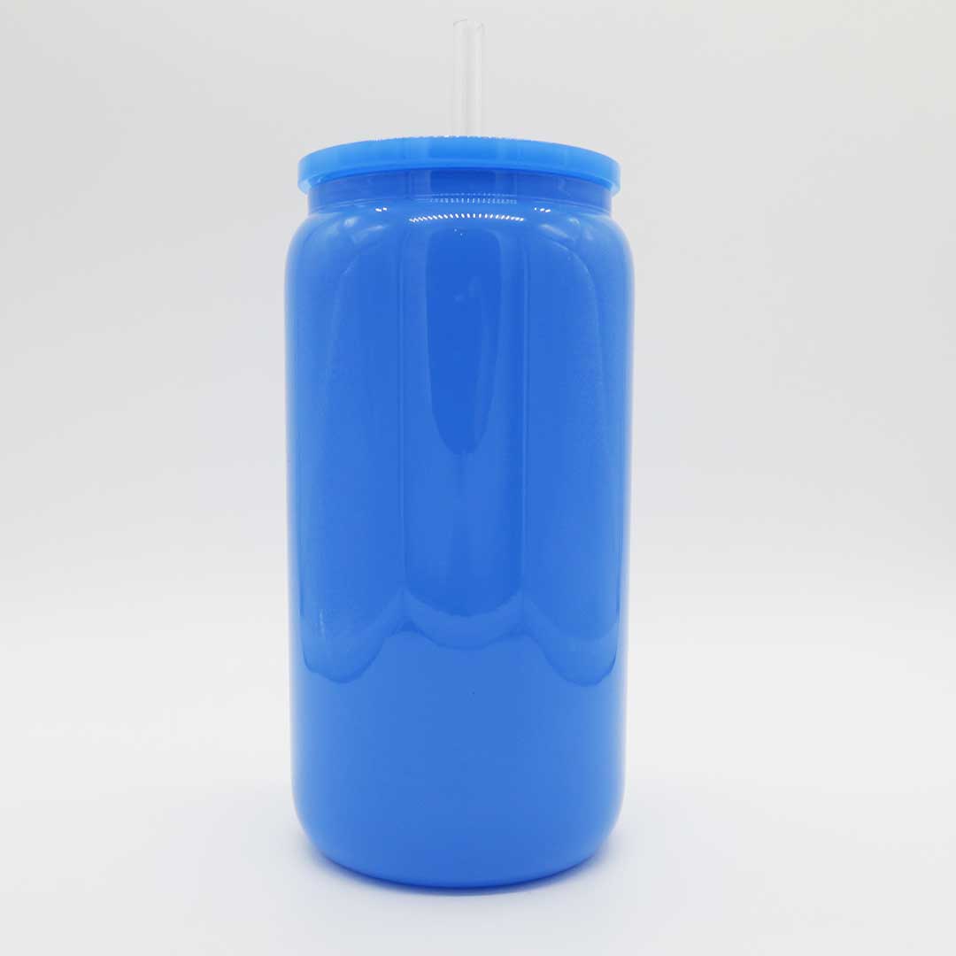 Neon Trinkglas 450 ml – personalisierbar & leuchtend schön! (blau)