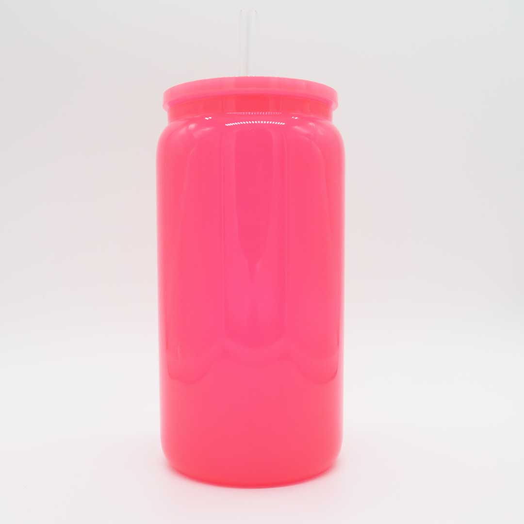 Neon Trinkglas 450 ml – personalisierbar & leuchtend schön! (rot)