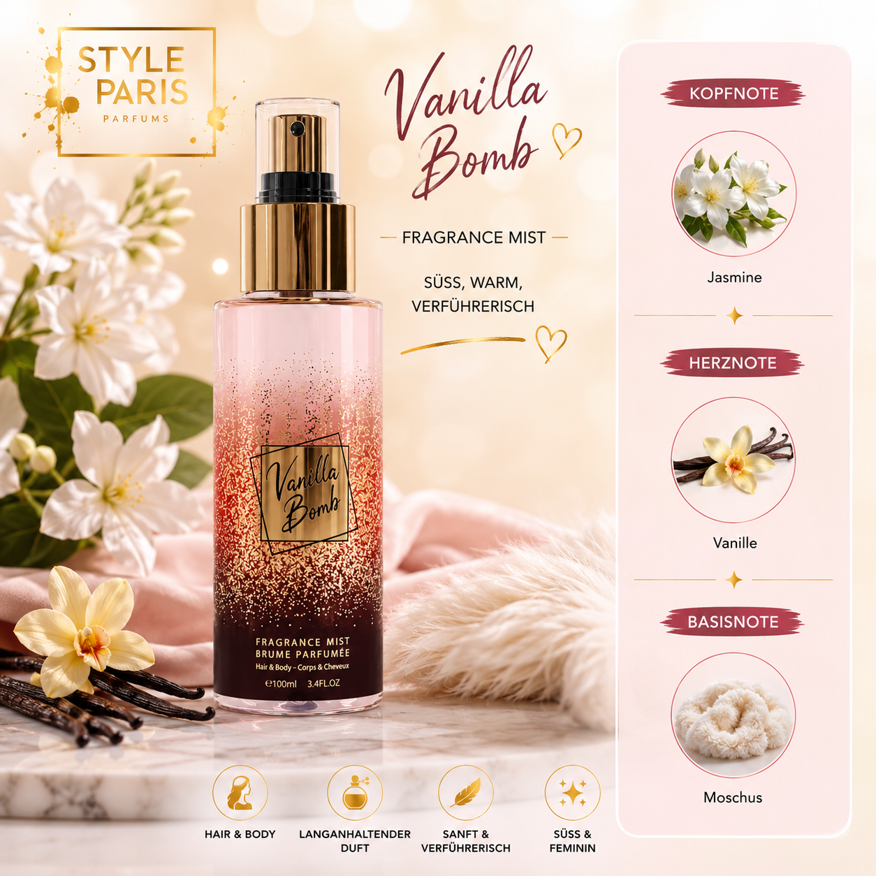 Vanilla Bomb – Hair & Body Fragrance Mist 100 ml