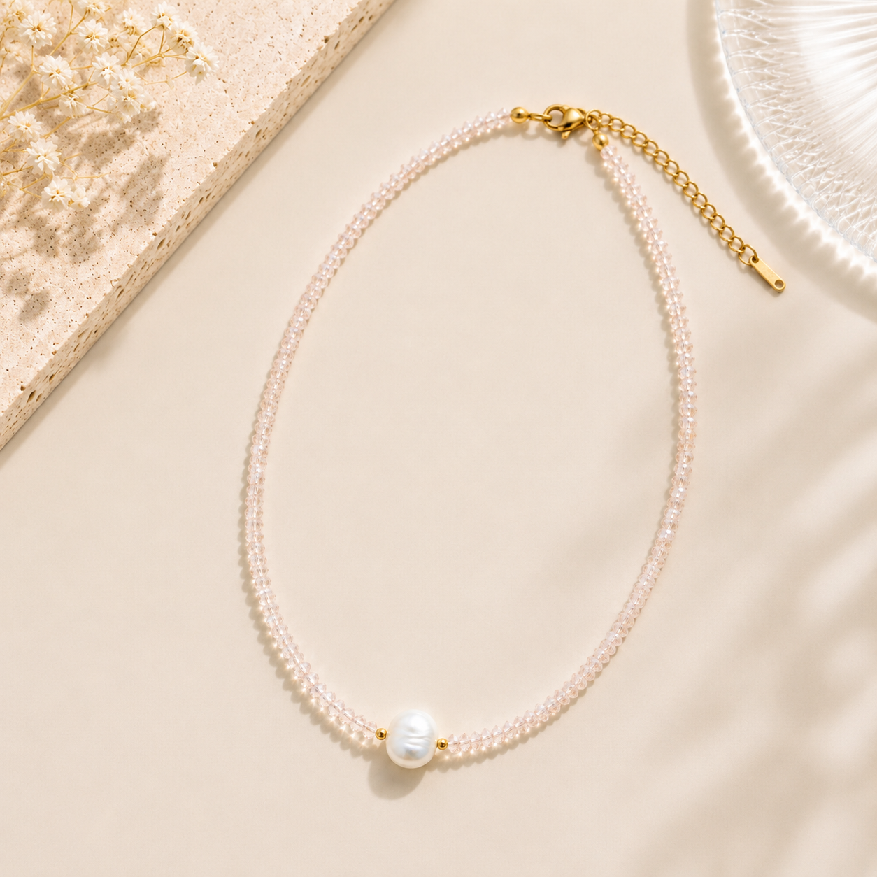 Rosé Pearl Kette – Vergoldeter Edelstahl mit echter Süßwasserperle