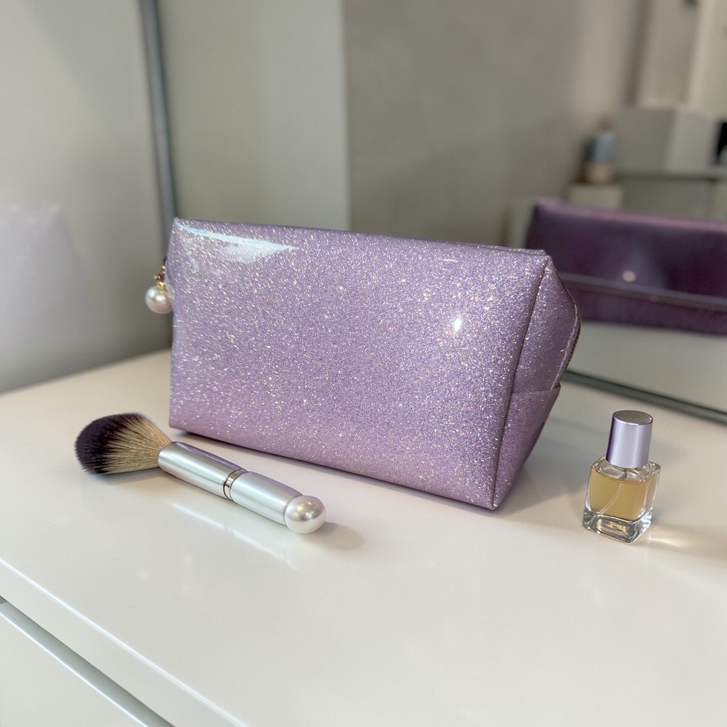 Glitzer-Glam Kosmetiktasche „Lilac Sparkle“
