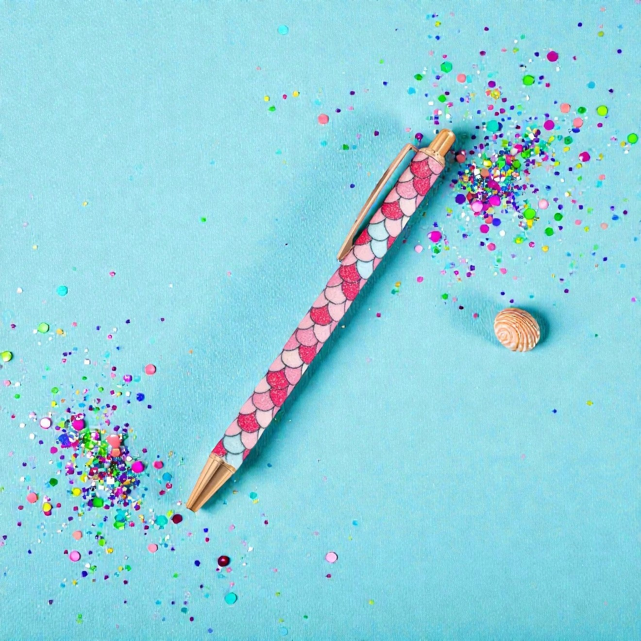 „Mermaid Sparkle“ Glitzer-Kugelschreiber pink