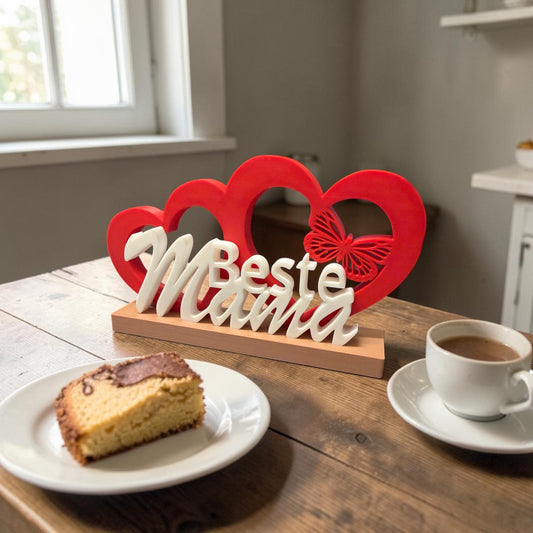Beste Mama mit Herz – personalisierte 3D-Druck Deko