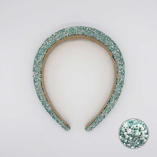 Glitzer und Perlen Haarreif (türkis)