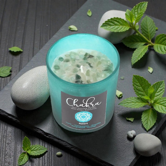 Minz-Kristallkerze „Herzchakra“