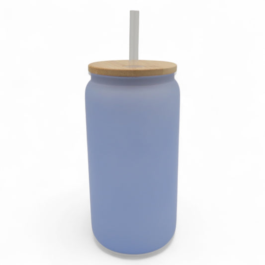 Farbwechsel-Trinkglas 450 ml – matt, stilvoll & personalisierbar (blau)
