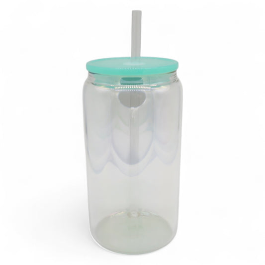 Aurora Trinkglas 450 ml – mit Regenbogenschimmer & personalisierbar (grün)