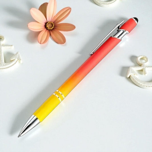 Personalisierter Kugelschreiber – matt, elegant & mit Gravur nach Wunsch (gelb-rot)