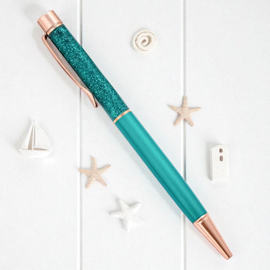 Glitzer Kugelschreiber mit Wunschgravur – edel, funkelnd & personalisierbar (grün)