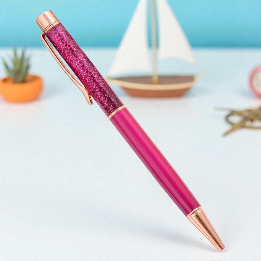 Glitzer Kugelschreiber mit Wunschgravur – edel, funkelnd & personalisierbar (pink)