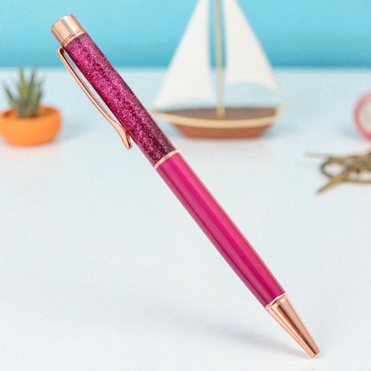 Glitzer Kugelschreiber mit Wunschgravur – edel, funkelnd & personalisierbar (pink)