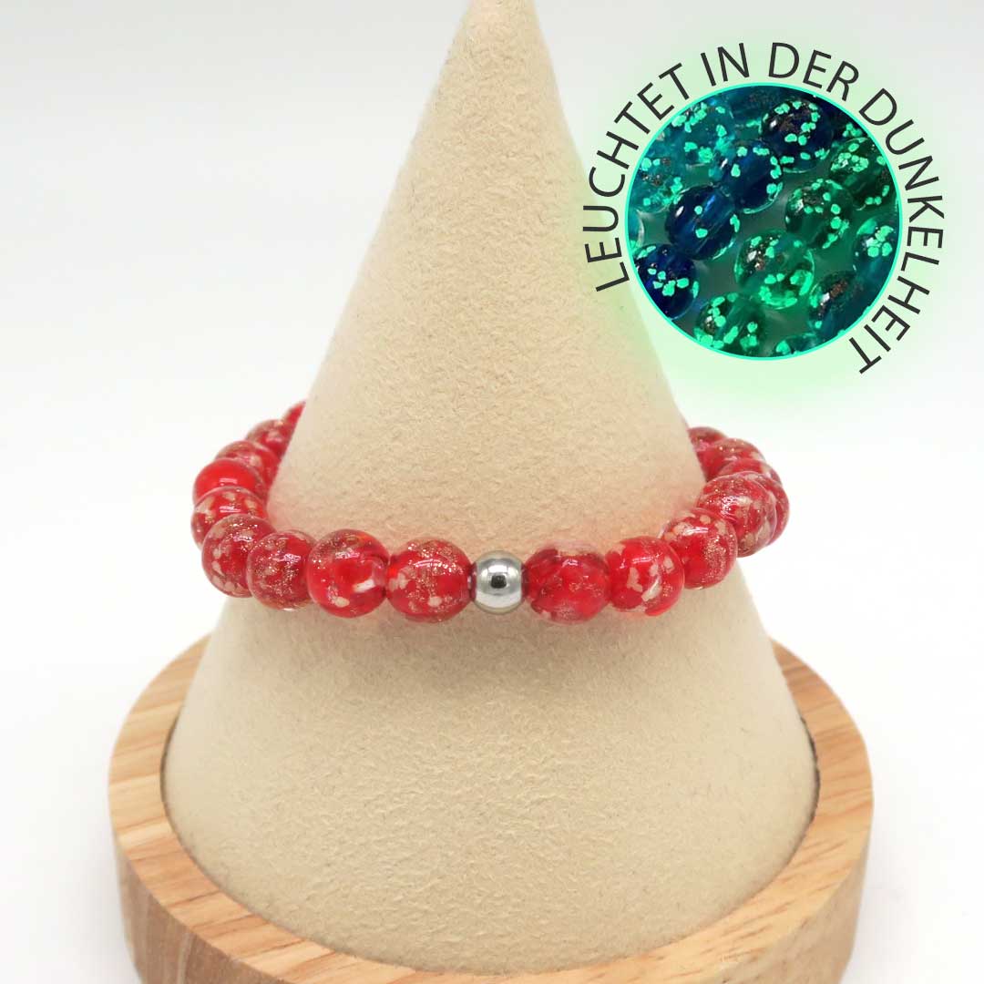 Leuchtendes Armband Rot – mit Goldstaub & Glow-Effekt