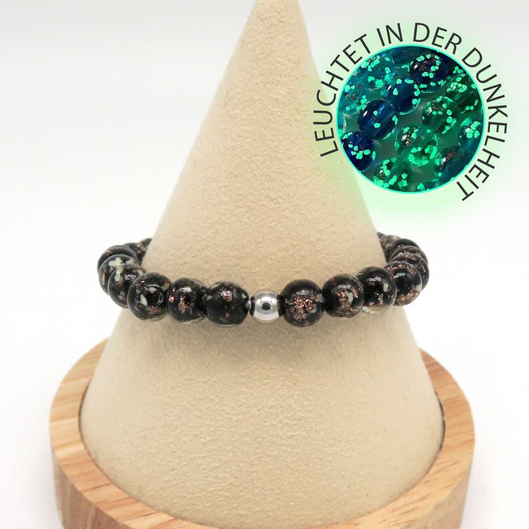 Leuchtendes Armband Schwarz – mit Goldstaub & Glow-Effekt
