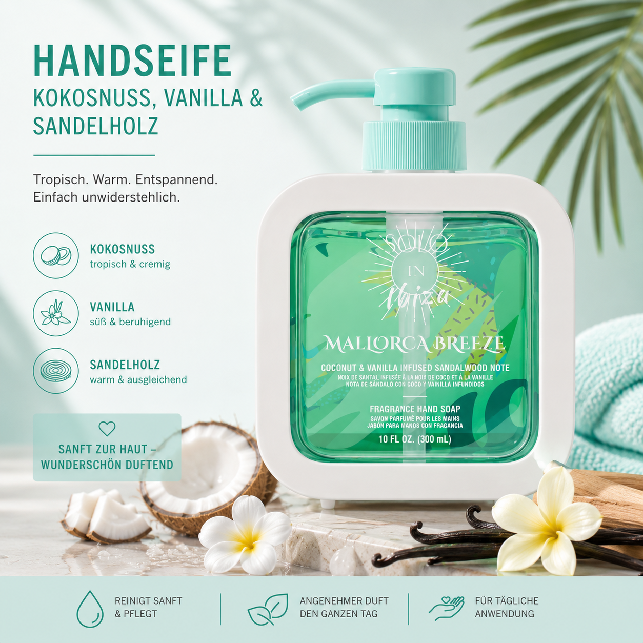 Mallorca Breeze Handseife – Kokosnuss, Vanille & Sandelholz