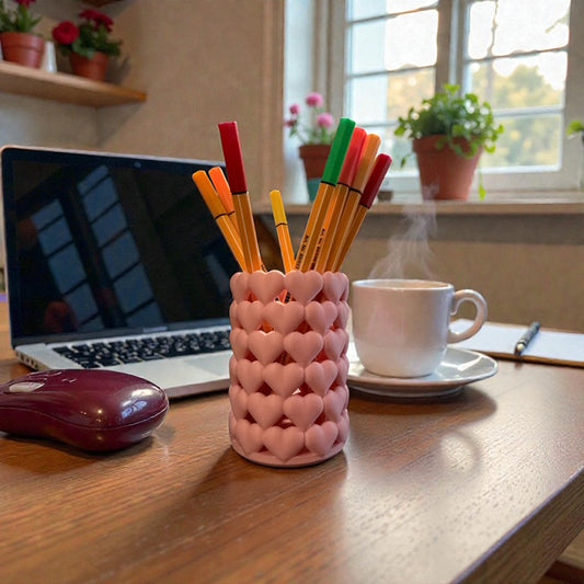 3D-Stiftehalter mit Herzmuster – praktisch & zum Verlieben