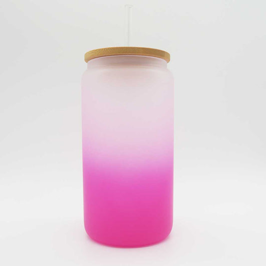 Mattes Farbverlauf-Trinkglas 450 ml – stilvoll & personalisierbar (pink)