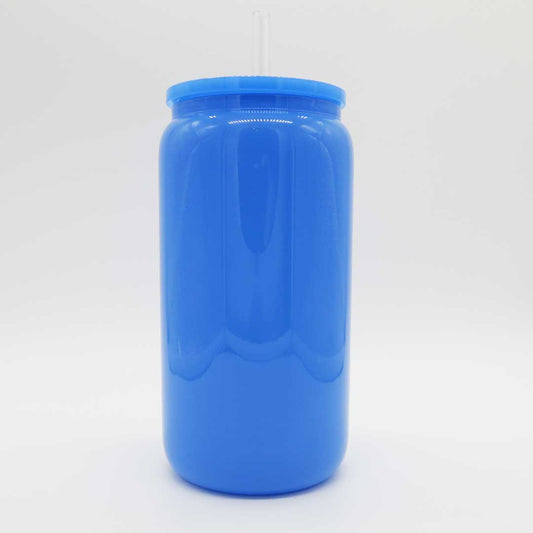 Neon Trinkglas 450 ml – personalisierbar & leuchtend schön! (blau)