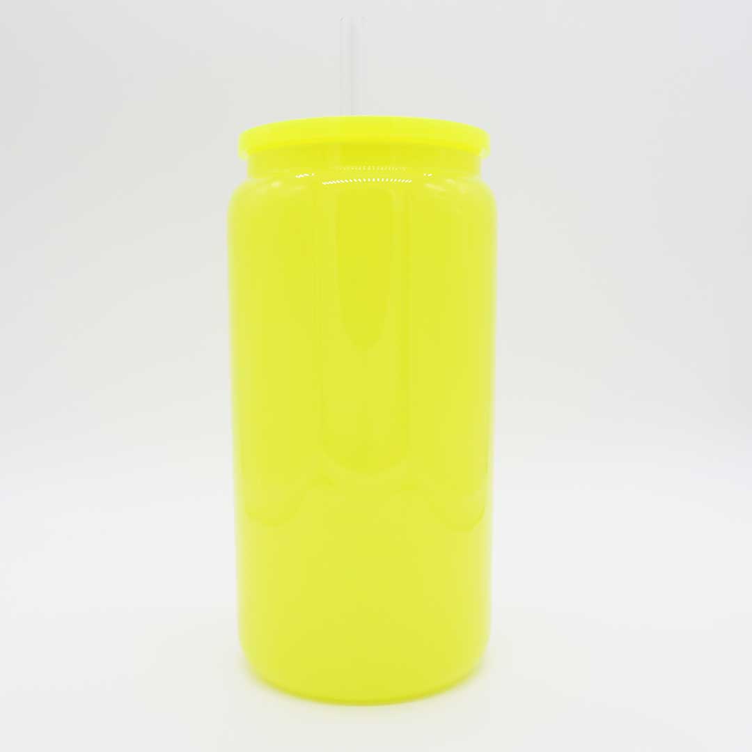 Neon Trinkglas 450 ml – personalisierbar & leuchtend schön! (gelb)