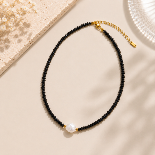 Midnight Pearl Kette – Vergoldeter Edelstahl mit echter Süßwasserperle