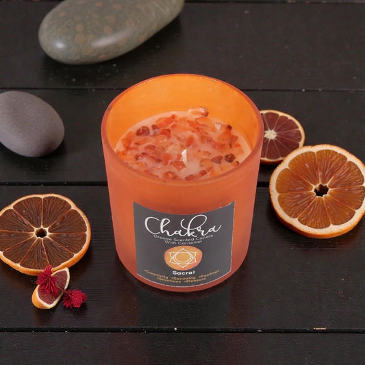 Orangen-Kristallkerze „Sakralchakra“