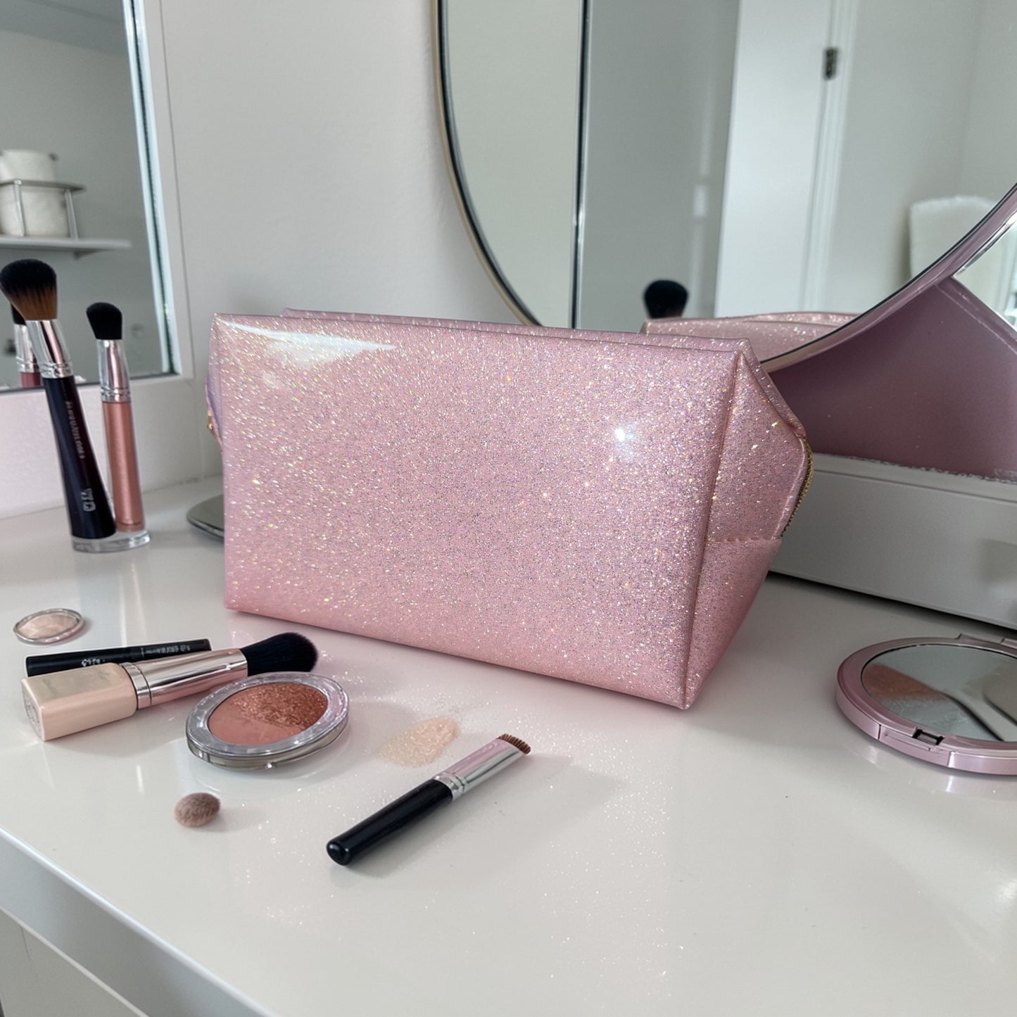 Glitzer-Glam Kosmetiktasche „Rosa Sparkle“