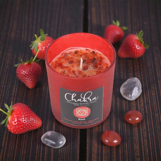 Erdbeer-Kristallkerze „Wurzelchakra“